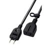 Power Tap Extension Cord 2m with Dust Prevention Shutter, Polar Compatible, 3 Pin Plug Connectable, Black Swing Plug T-X01-2120BK