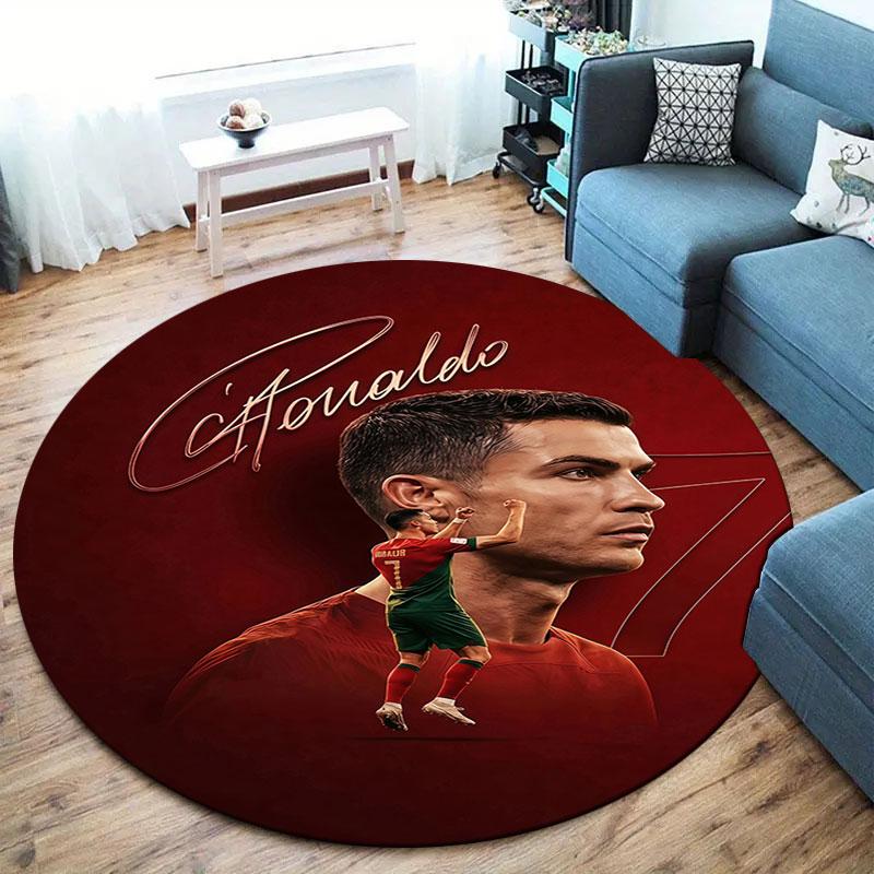 Круглый ковер CR7, Ковер для гостиной, спальни, дивана, игровой комнаты, Нескользящий коврик