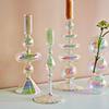 Glass Candle Holder Home Decor Nordic Rainbow Vase Flower Table Living Room Decoration Candlestick Holder for Wedding