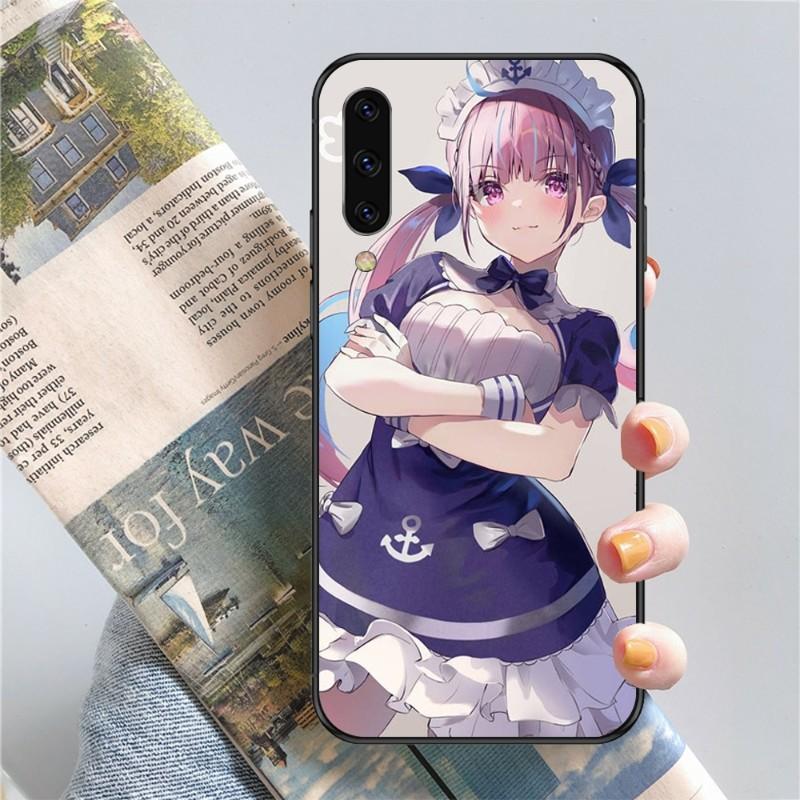 Милый чехол для телефона Minato Aqua Hololive для Samsung Note 9 10 20 Plus Pro Ultra J6 J5 J7 J8 Мягкий черный чехол для телефона