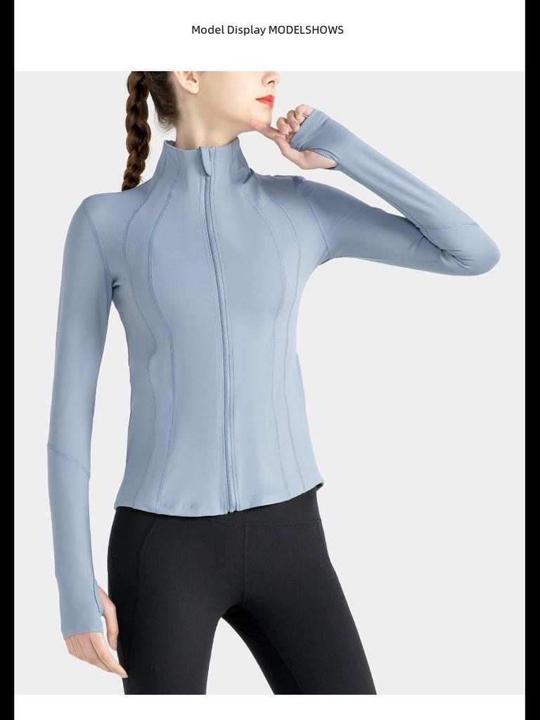 2023 Spring/Autumn Slim Fit Yoga Jacket: Long Sleeve, Stand Collar, Zip-Up for Running & Training
