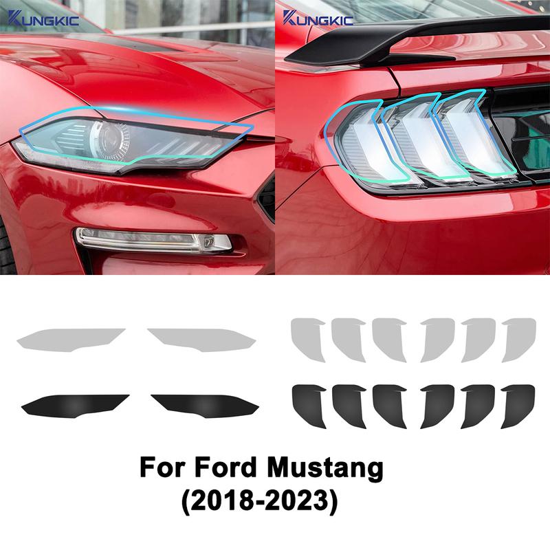 Защитная пленка с покрытием Smoke Black TPU для фар и задних фонарей Ford Mustang 2018-2023