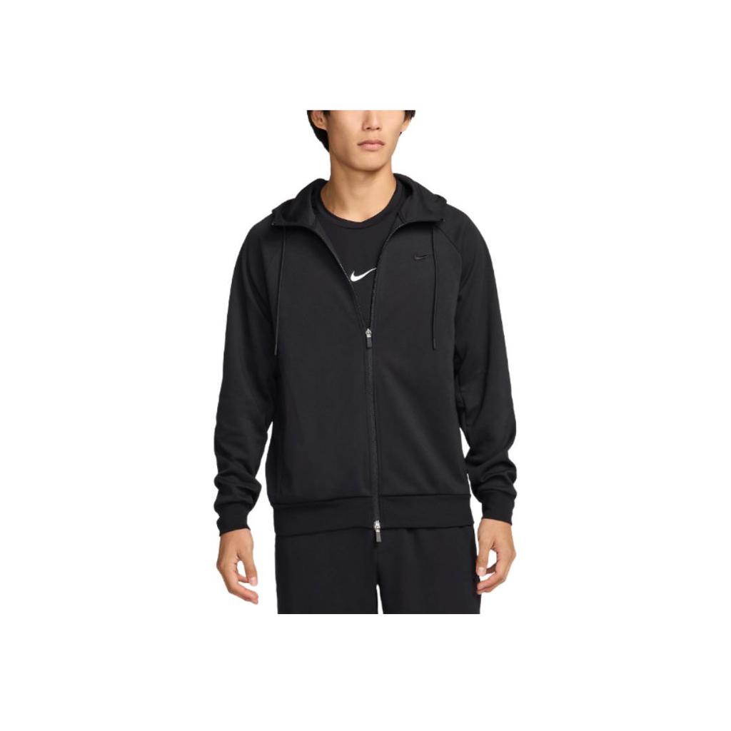 Nike Однотонная быстросохнущая дышащая куртка с вышитым логотипом на молнии с капюшоном и длинными рукавами, мужские куртки черного цвета FZ0968-010