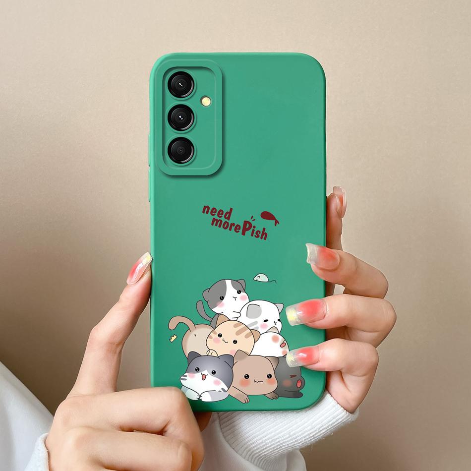 Чехол для Samsung Galaxy M35 5G Милый Котик Полное Покрытие Оболочка Телефона Для Samsung M 35 Противоударные Мягкие Жидкий Силикон Задние Крышки