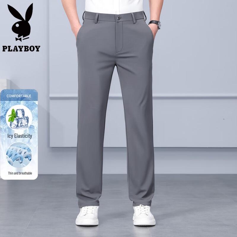PLAYBOY Men's Ice-Feel Straight-Leg Casual Pants