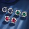 Ювелирные изделия Медное основание Позолоченные Ретро Имитация Цветные Серьги-пусеты с сокровищами Главный камень 8 * 8