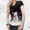 Универсальная женская футболка с рождественским снеговиком, цифровая 3D печать, модная тенденция, тонкая легкая повседневная одежда, с коротким рукавом, лето для отдыха