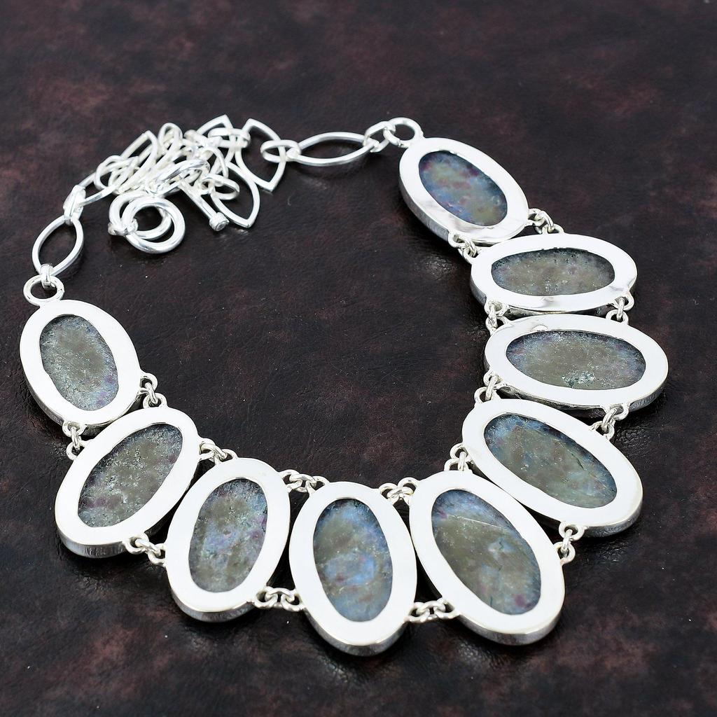 Рубиновое синее ожерелье с кианитом, ожерелье из стерлингового серебра 925 пробы, регулируемая цепочка, ожерелье, драгоценный камень, ювелирное изделие ручной работы, подарок для женщин, уникальные ювелирные изделия