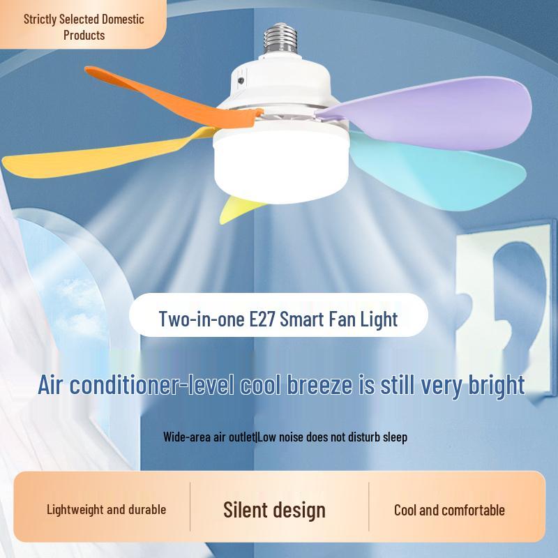 Потолочный светодиодный вентилятор с цоколем E27 и пультом дистанционного управления - Энергосберегающий свет для спальни, кухни, ванной комнаты, ресторана