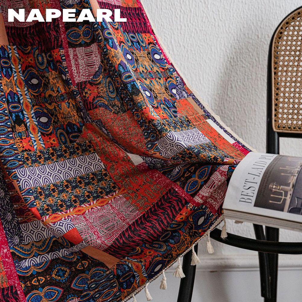 1 шт. NAPEARL Bohemian Style Patchwork Printed Country Style Semi Blackout Шторы для маленьких окон Кухня Спальня Гостиная Балкон Домашний декор