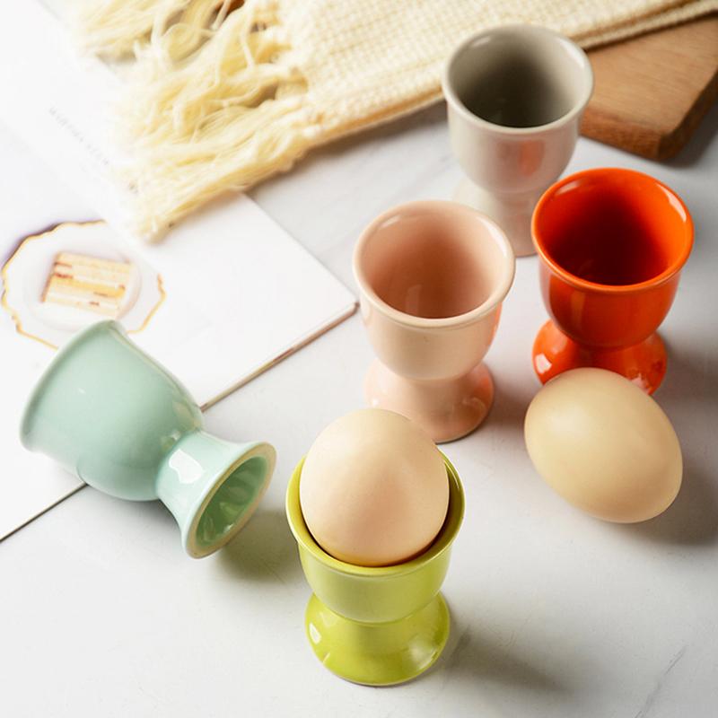 Ceramic Egg Cup Holders Macaron Color Creative Serving Cups Ins Style Egg Holder Cup Breakfast Banquet Eggs Base Kitchen Gadgets