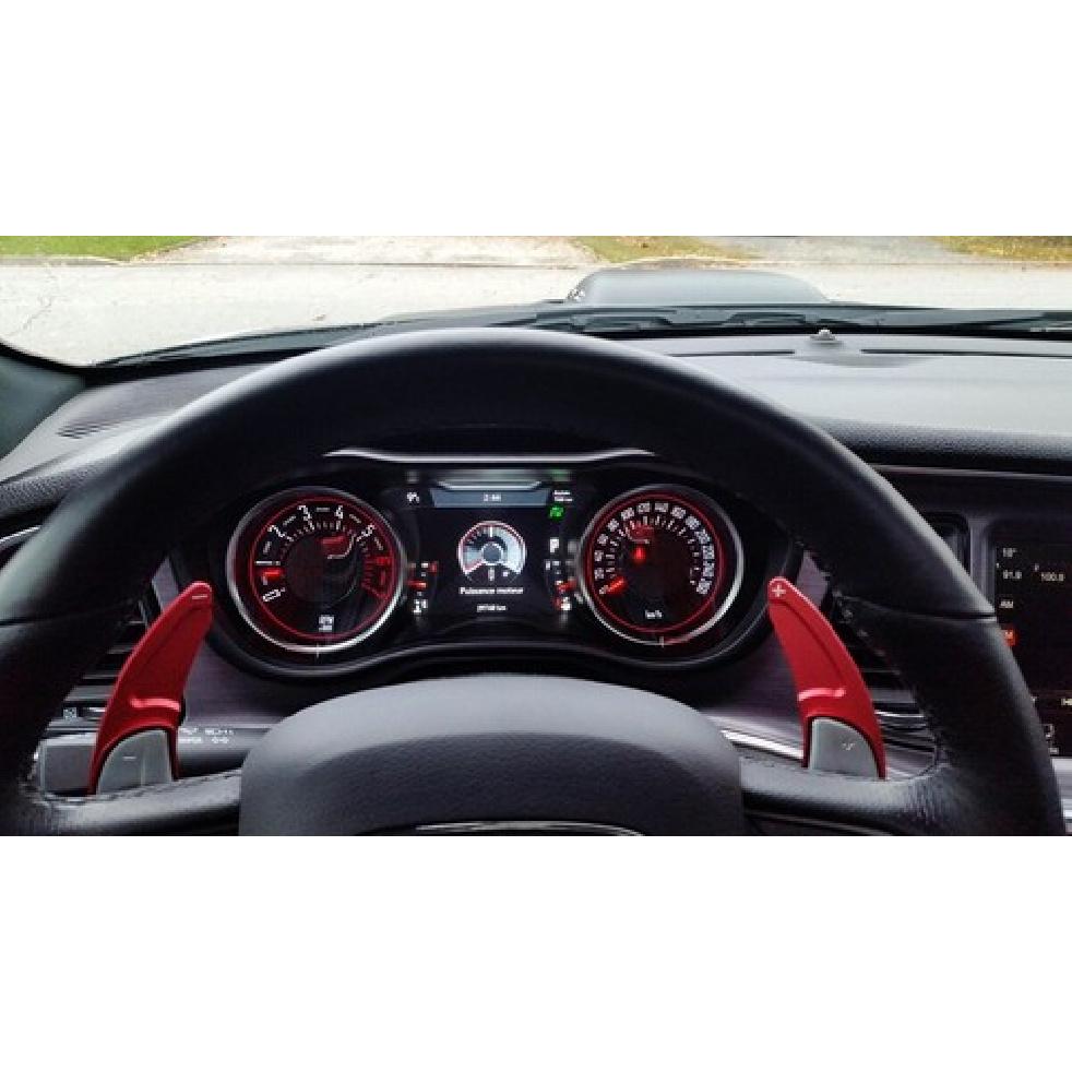 Red CNC Billet Steering Wheel Paddle Shifter Extension Covers For Dodge Chrysler
