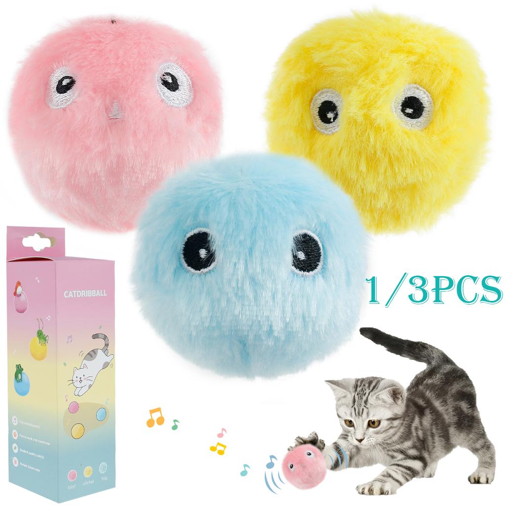 Cat Interactive Ball Smart Pet Cat Toys Plush Electric Catnip Training Toy Kitten Touch Sounding Pet Product Squeak Toy Ball