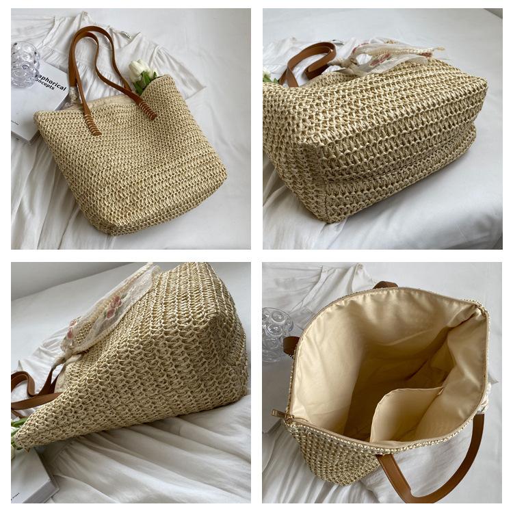 Летняя большая сумка-тоут женская сумка через плечо h-плетеная сумка ins Fengqing новая пасторальная h-переносимая соломенная женская сумка