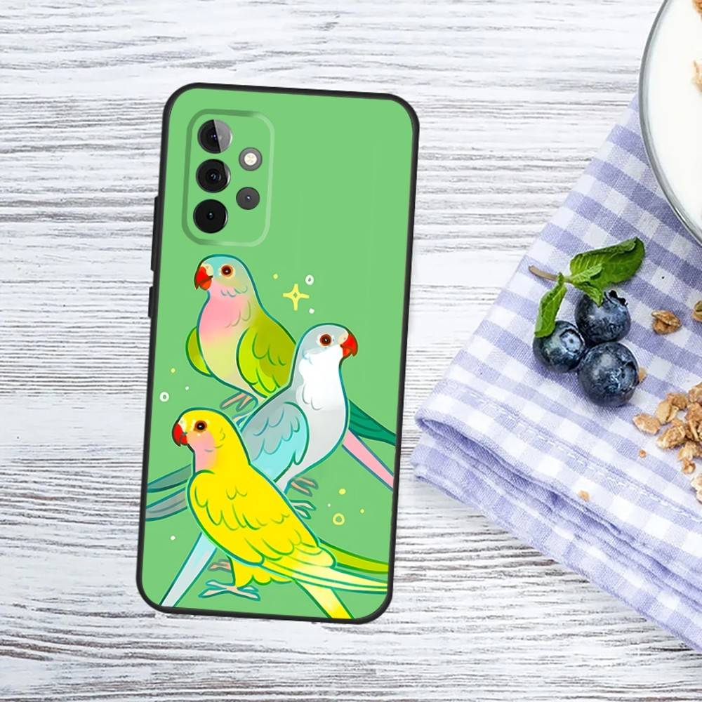Chubby Cockatiel Parrot Bird Phone Case For Samsung Galaxy A13,A21s,A22,A31,A32,A52,A53,A71,A80,A91 Soft Black Phone Cover