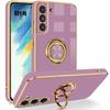Case - BOOLING - for Samsung Galaxy S21 FE - Purple - Shockproof - Rotating Ring Stand