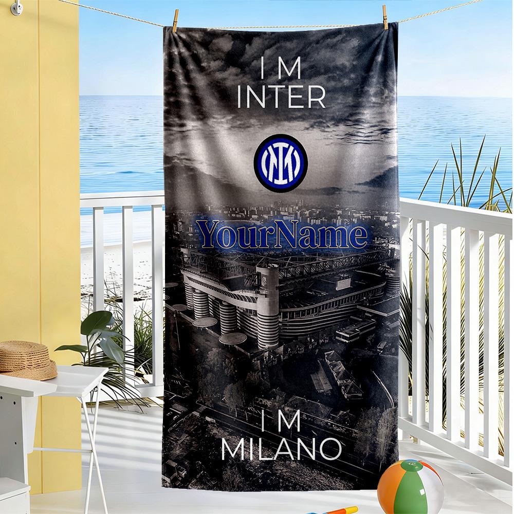 Inter Milan Customized Name Beach Towel Soft Durable Quick-Dry Suitable for Swimming Gym Camping Yoga Vacation