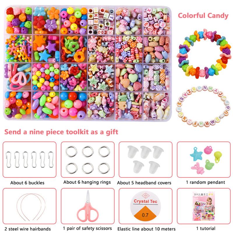 1 Set Creative Loose Spacer Beads Making Bracelet Necklace 10/24 Grid Girl Jewelry Kit Toy Diy Handmade Beaded Children'S Toys