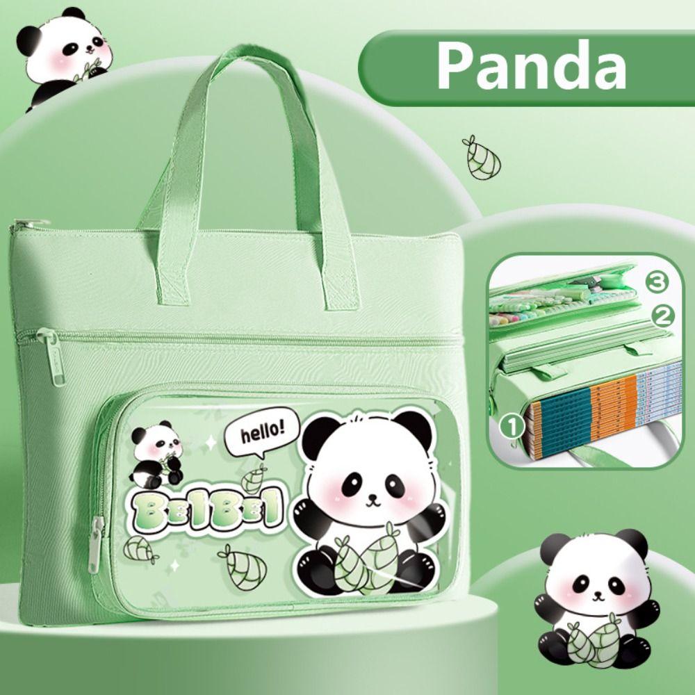 Canvas Tote School Bag Large-capacity A4 File Bag Cartoon Tutorial Bag  School Office