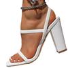 Heel one-word sandals European and American thick heel elastic band solid color simple Roman sandals