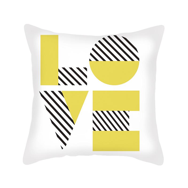 Nordic Cushion Pillow Geometric Linen Pillow Cover Yellow European Nordic Ins Style Cushion Cover