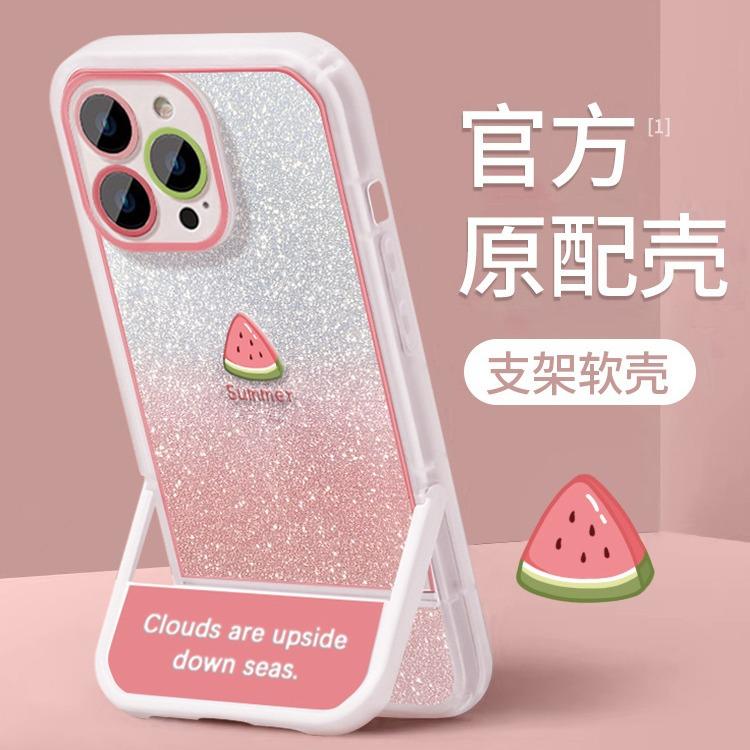 Applicable to Apple 11promax mobile phone case iPhone11 summer glitter watermelon 11 transparent 11 invisible bracket XR