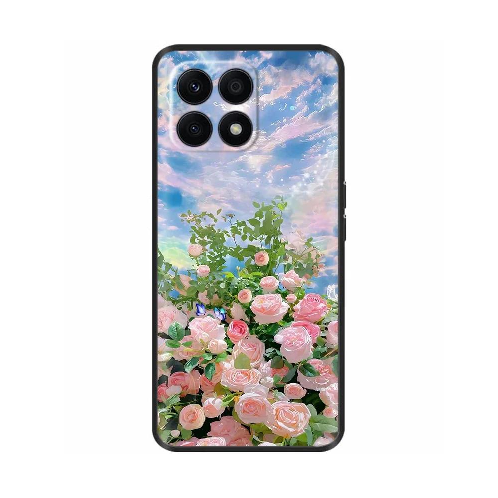 Чехол для Huawei Honor X8A Модный Цветочный Мягкий ТПУ Силиконовый Чехол для Телефона Для Honor X8A HonorX8A Funda Ударопрочная Задняя Крышка Coque