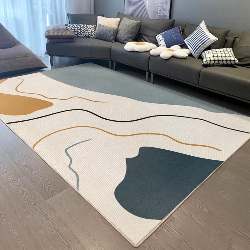 Modern Minimalist Geometric Floor Mat In Neutral Tones for Living Room or Bedroom