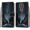 Художественный кожаный чехол-кошелек с росписью для серии Motorola Moto G с отделениями для карт и ремешком на запястье