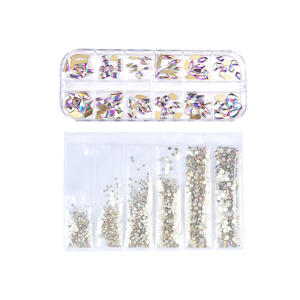 Неправильные круглые сверла коробка набор смешивание цветных стразов пинцет ручка для сбора DIY маникюрные художественные инструменты