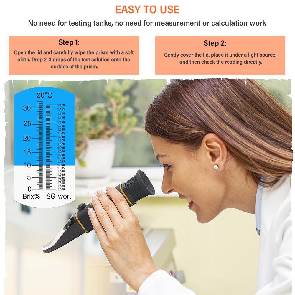 YAGO Самодельный Гидрометр Пиво Вино Рефрактометр Брикс 0-32% Удельный вес Сусло 1.000-1.120 Двойная шкала Оптический тестер для пивоварения