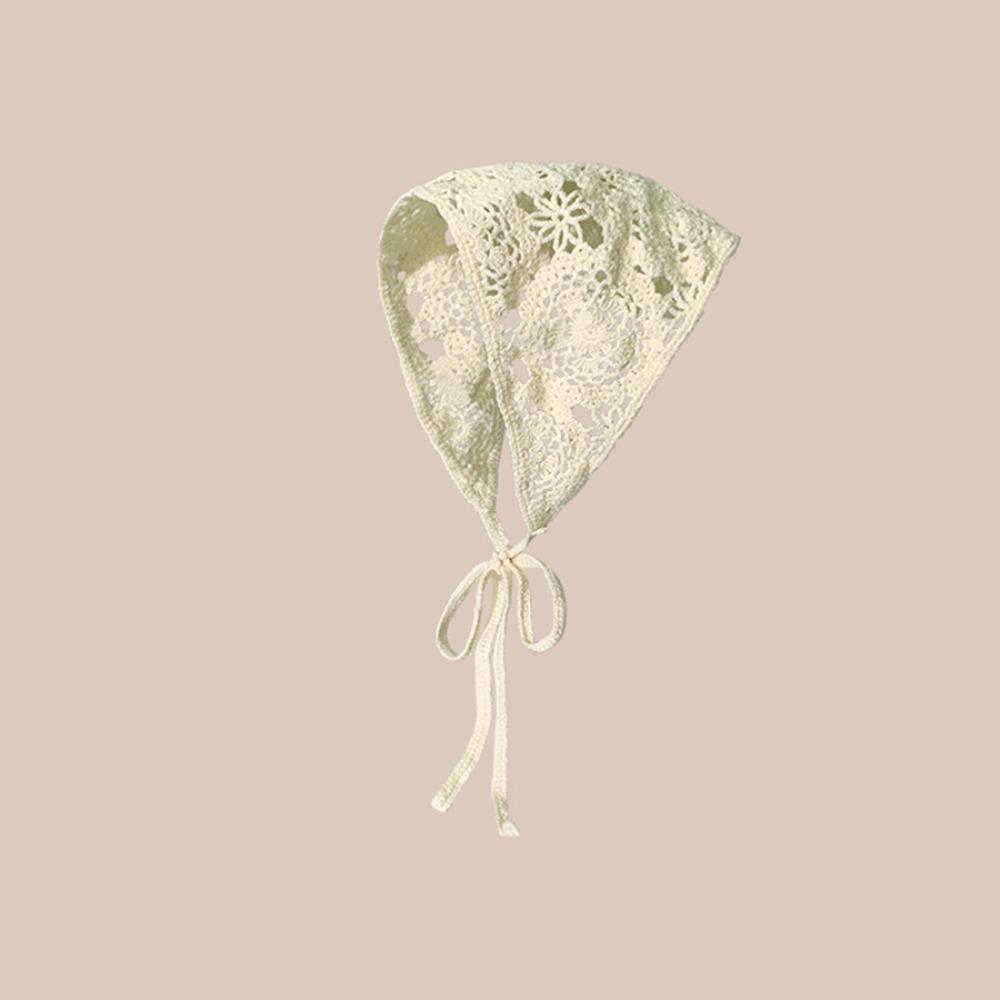 Crochet Floral Headband Ribbon Turban Triangular Scarf Fashion Bandana  Summer