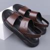 Summer New Leather Sandals for Men Fashion Casual Solid Color Dual-use Beach Shoes Male Soft Sole Designer Slipper Shoes Man