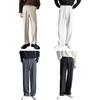 Men Suit Pants Button Zipper Closure Straight Leg Slacks Solid Color Loose Formal Business Style Office Wear Trousers