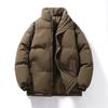 Mens Winter Puffer Jacket Loose Thick Warm Stand Collar Cotton Coat Trendy Versatile Outerwear