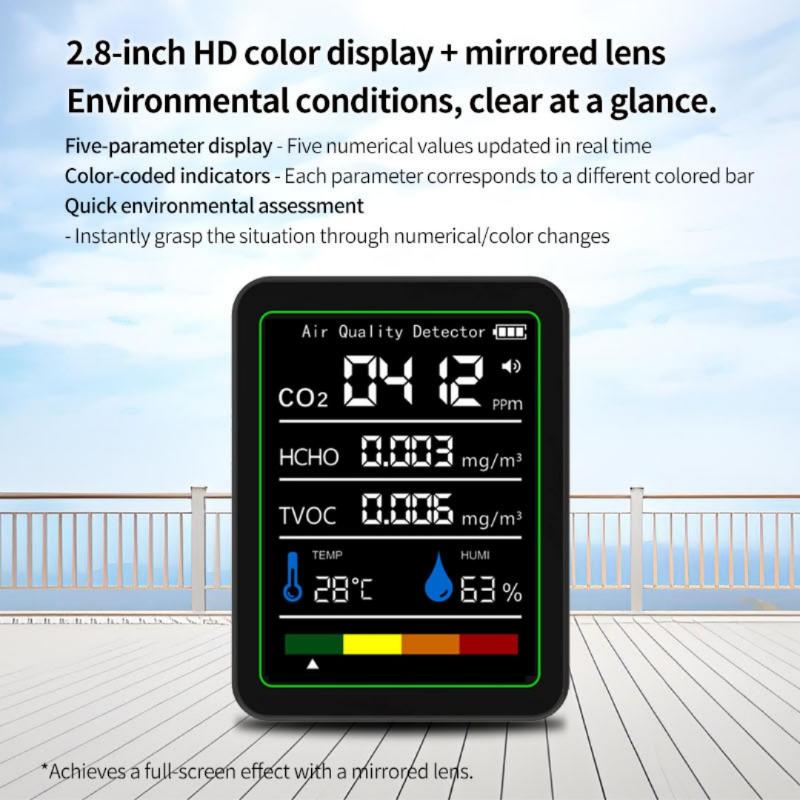 1 Комплект CO2 TVOC HCHO PM Метр Цифровой Термометр Влажности Многофункциональный Цифровой Монитор Качества Воздуха Домашний Детектор Воздуха
