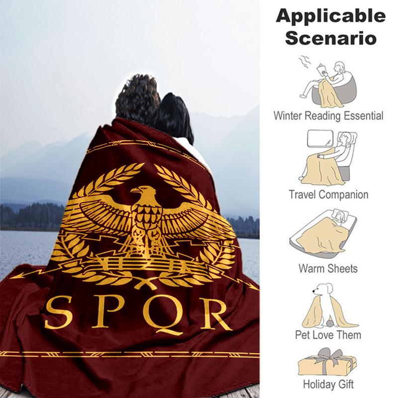 1pc Blanket SPQR Roman Eagle Print Design, Lightweight Blanket for Sofa, Bed- Soft &Warm, Gift for All Seasons like Christmas, Halloween