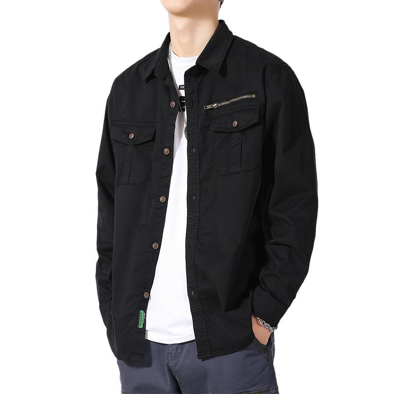 Рубашка мужская повседневная свободная куртка с длинными рукавами Мужская одежда