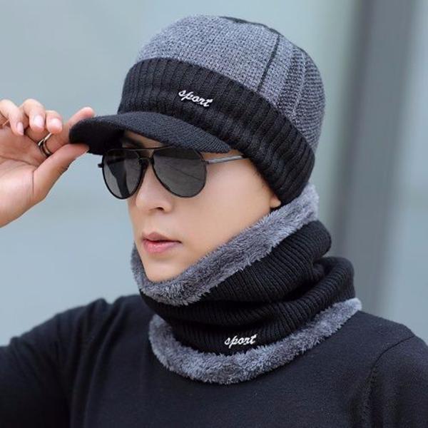 Ветрозащитная шапка Осень-зима Теплая шапка Толстая шапка Мужская трендовая вязаная шапка Плюшевая хлопковая шапка Дикая шапка