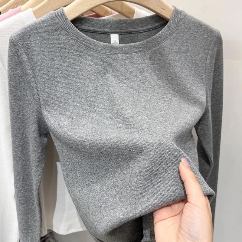 Long Sleeved T-shirt Women's Round Neck Slim Fit Top