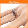 Модный женский набор из 2 колец Rose Gold, уникальные, с круглым бриллиантом, для помолвки и вечеринок