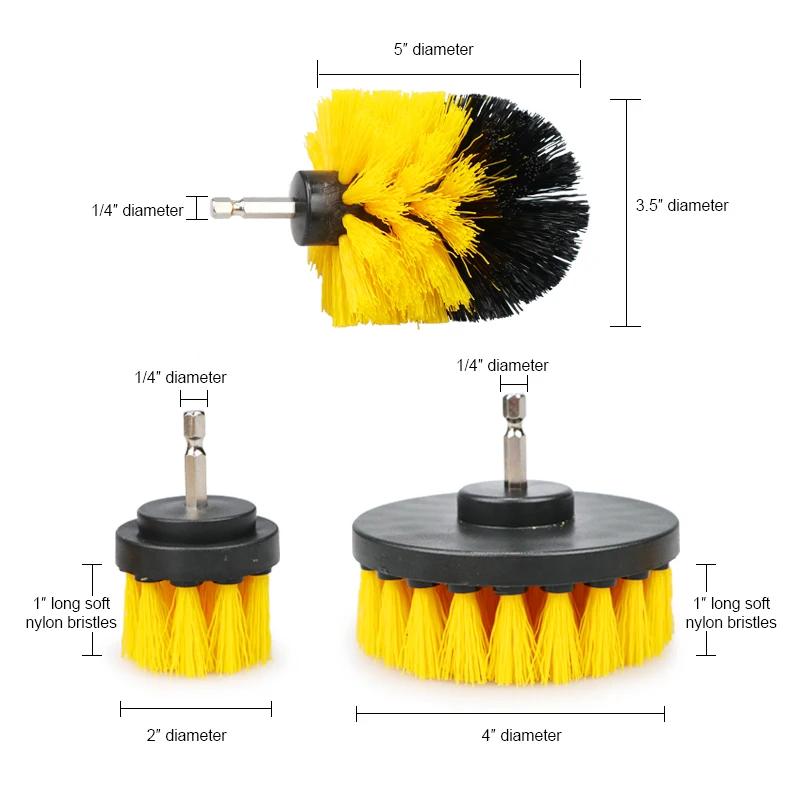2/3.5/4/5in Electric Scrubber Brush Drill Extension Rod All Purpose Cleaner Car Detailing Brush Tool Rim Brush Set Car Cleaning