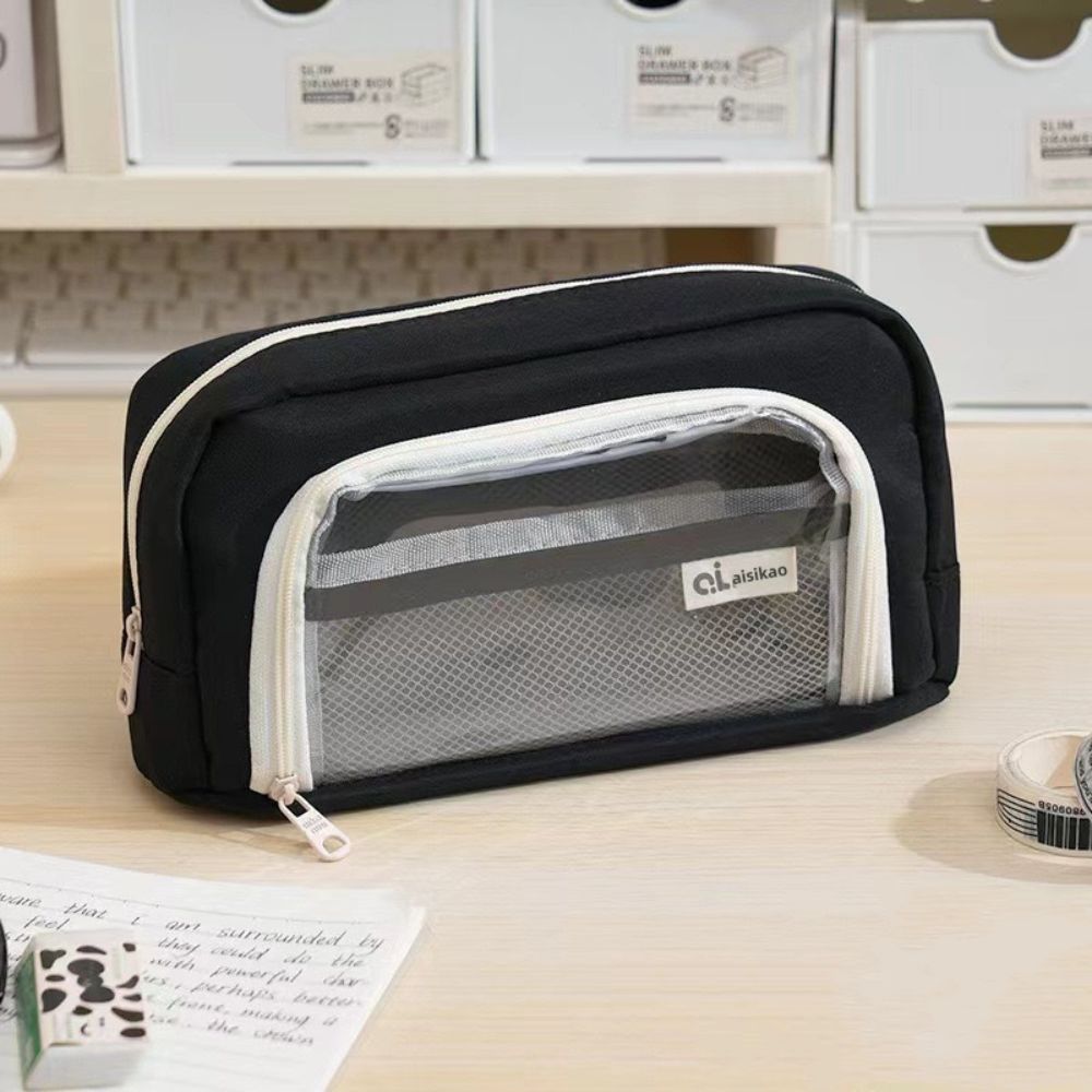 Large Capacity Transparent Pencil Case with Zipper Pencil Bag Cute Packaging Bag Student