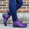 Women's Fashion Chunky Low Heel Zipper Ankle Boots Solid Color Faux Leather Short Boots Casual Flats Autumn and Winter Ladies Slip On Shoes
