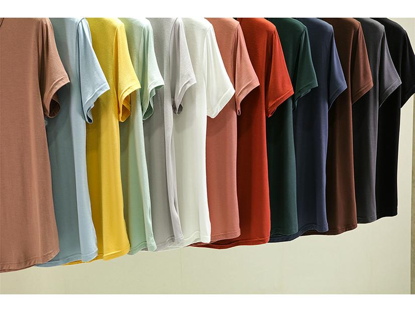 Женская модальная футболка с V-образным вырезом большого размера - Короткий рукав, Свободный крой, Тонкий слой, Корейский стиль