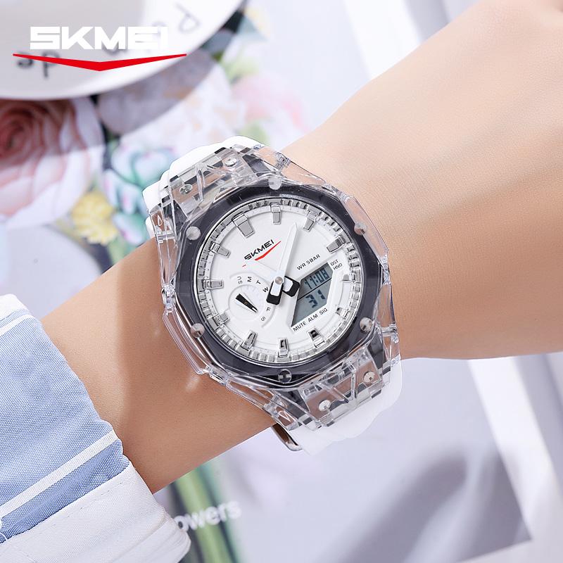 Men's Women Octagon Dial Digital Watch Waterproof Luminous Dial Sport Wristwatch with Alarm Outdoor Student Clock Jelly Color