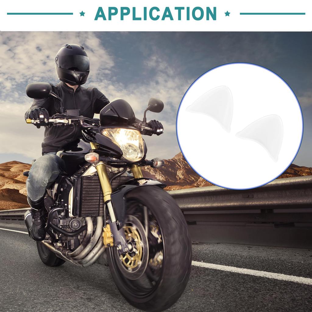 ACROPIX White TPU Cat Ear Style Attachment Motorcycle Bicycle Scooter Helmet Decoration Universal Helmet Sticker - Set of 2