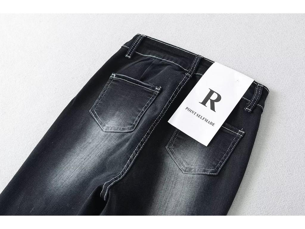 Женские расклешенные джинсы с заниженной талией в стиле ретро 2024 года, белые, с эффектом потертости