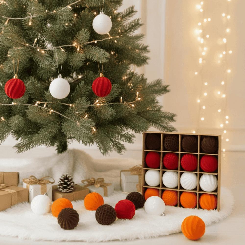 Shatterproof Plastic Velvet Christmas Balls Multi Texture Multi Texture Baubles Home Aesthetic