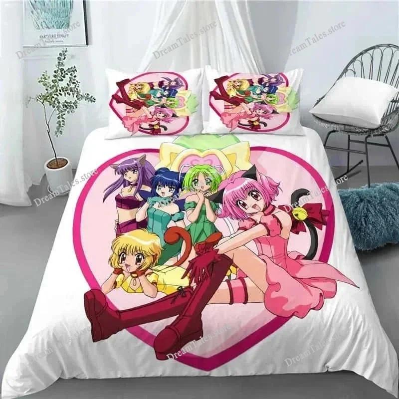 Новый 3D Аниме Кавайные Девочки Tokyo.Mew.Mew Комплект Постельного Белья Пододеяльник Постельное Белье Чехол для Одеяла с Наволочкой для Ребенка Домашний Текстиль